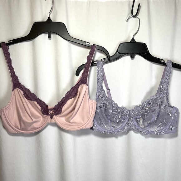 Soma Other - Soma 2 Pack Bra Set 36C Embroidered Lavender & Embraceable Blush Lace Trim